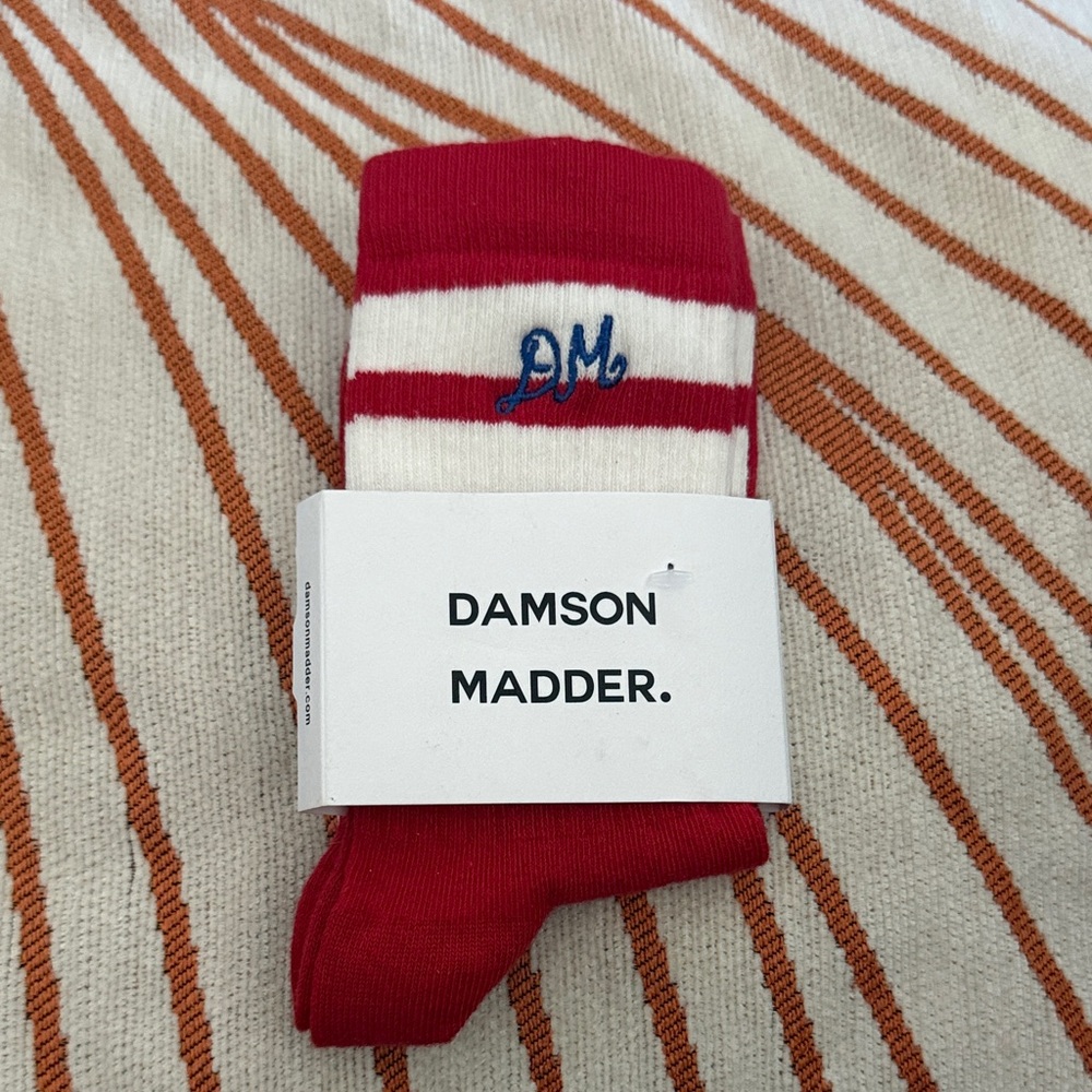 Damson Madder Striped Red and White Socks